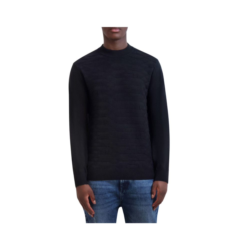 Karl Lagerfeld Paris Slim Fit Textured Crewneck Sweater Black Size S
